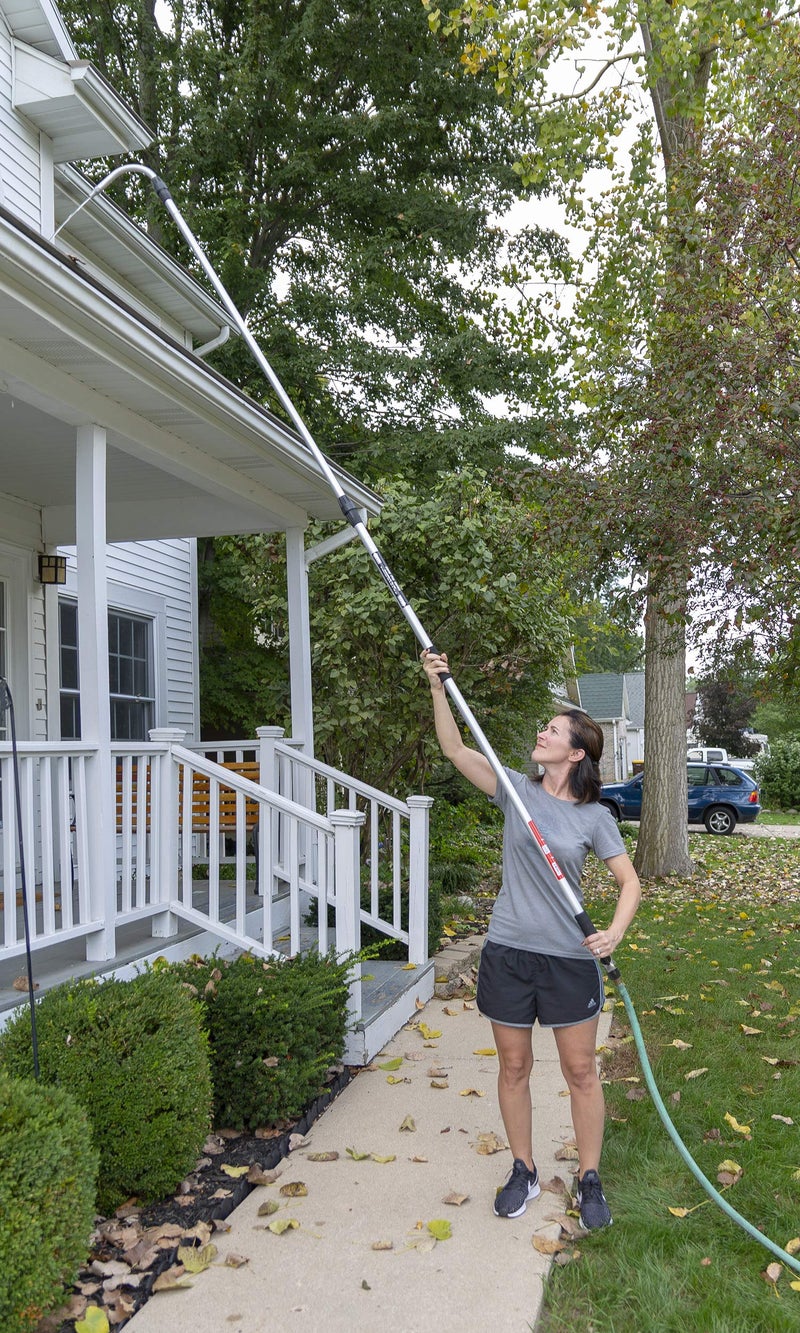 GUTTER MASTER Guttermaster Pro Telescopic Water Fed Pole, Gutter Cleaning Tool with Curved End -Easy Gutter Cleaning from the Ground, Connects to Most Garden Hoses, No Special Attachments Needed,Extends 16 Feet - Image 3